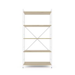 Стелаж металевий Білий-Дуб Артизан 1600х800х400мм Metkas Home 5 полиць ЛДСП, Колір: Білий | Дуб артизан