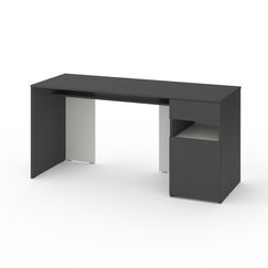 Стіл з полицями Антрацит-Білий сніг 1600х600х760 мм Metkas Home В031R ЛДСП, Колір: Антрацит | Білий