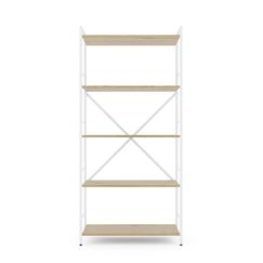 Стелаж металевий Білий-Дуб Артизан 1700х800х350мм Metkas Home 5 полиць ЛДСП, Колір: Білий | Дуб артизан