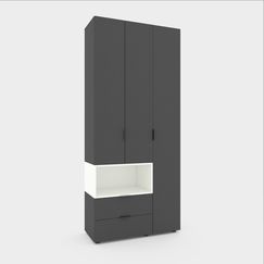 Шафа для офісу Антрацит-Білий сніг 1000х420х2300 Metkas Home A002L ЛДСП