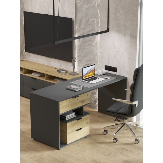 Письмовий стіл для школяра Антрацит 1600×600×760 мм Metkas Home А012R ЛДСП, Колір: Антрацит, зображення 3