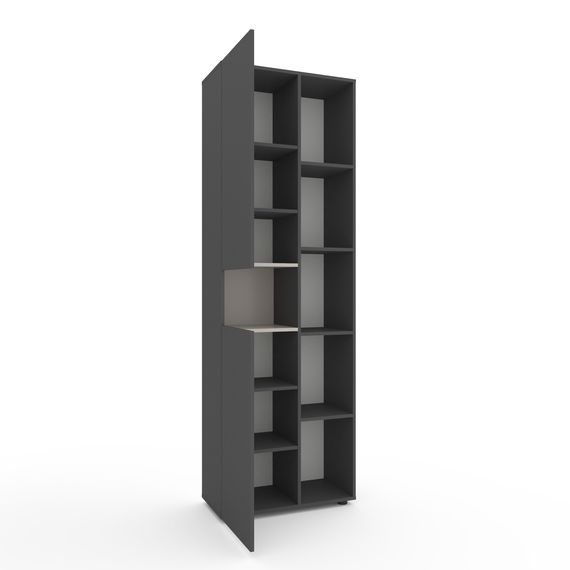 Шафа для книг Антрацит-Кашемір 700x350x2130 мм Metkas Home B006R ЛДСП, Колір: Антрацит | Кашемір, зображення 2