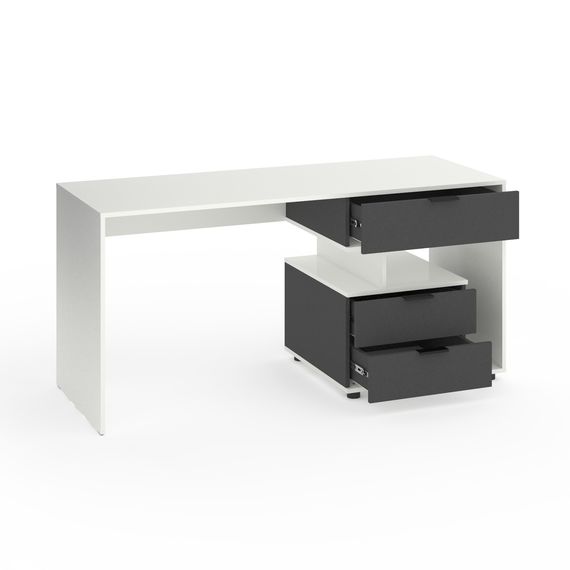Письмовий стіл для офісу Білий сніг-Антрацит 1600×600×760 мм Metkas Home А012R ЛДСП, Колір: Білий | Антрацит, зображення 2