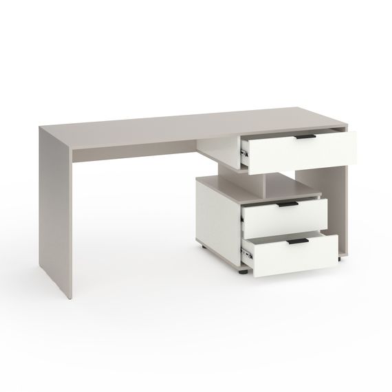 Письмовий стіл для дівчинки Кашемір-Білий сніг 1600×600×760 мм Metkas Home А012R ЛДСП, Колір: Кашемір | Білий, зображення 2