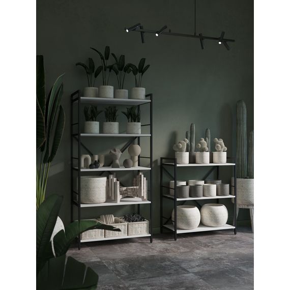 Стелаж металевий Антрацит-Білий сніг 1100×600×240 мм Metkas Home 4 полиці ЛДСП, Колір: Антрацит | Білий, зображення 9