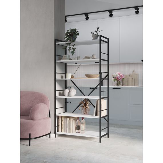 Стелаж на кухню Антрацит-Білий сніг 1600х800х400мм Metkas Home 5 полиць ЛДСП, Колір: Антрацит | Білий, зображення 10