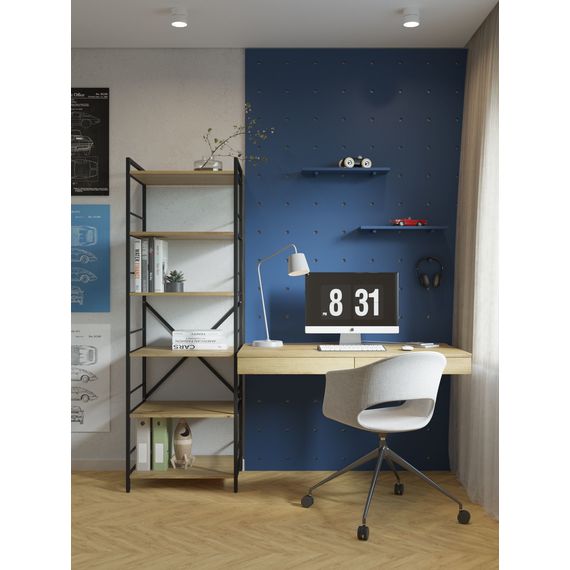 Стелаж для книг Антрацит-Дуб Артизан 1700х800х350мм Metkas Home 5 полиць ЛДСП, Колір: Антрацит | Дуб артизан, зображення 8