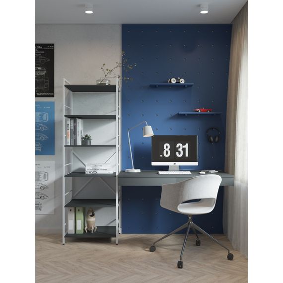 Стелаж в комору Білий-Антрацит 1600х800х400мм Metkas Home 5 полиць ЛДСП, Колір: Білий | Антрацит, зображення 8