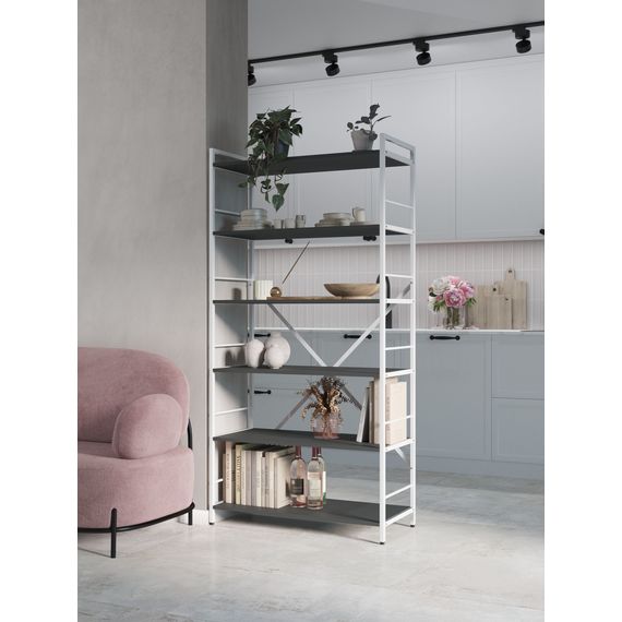 Стелаж для квітів Білий-Антрацит 1100×600×240 мм Metkas Home 4 полиці ЛДСП, Колір: Білий | Антрацит, зображення 8