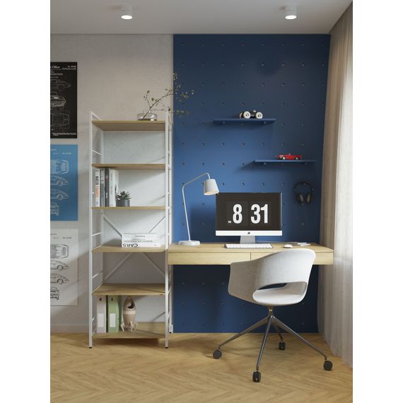 Стелаж металевий Білий-Дуб Артизан 1600х800х400мм Metkas Home 5 полиць ЛДСП, Колір: Білий | Дуб артизан, зображення 10