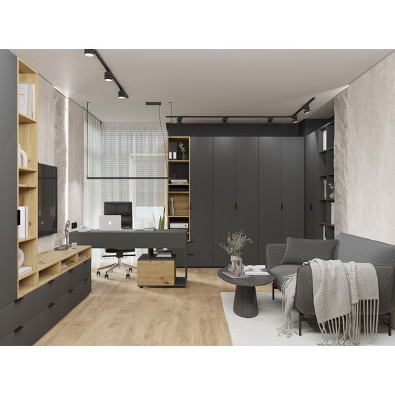 Письмовий стіл з шухлядами Антрацит-Дуб Артизан 1600×600×760 мм Metkas Home А012R ЛДСП, Колір: Антрацит | Дуб артизан, зображення 4