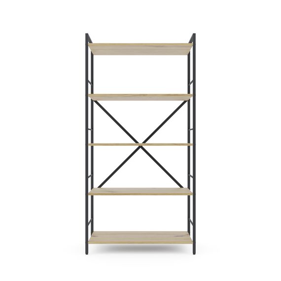 Стелаж для книг Антрацит-Дуб Артизан 1600х800х400мм Metkas Home 5 полиць ЛДСП, Колір: Антрацит | Дуб артизан