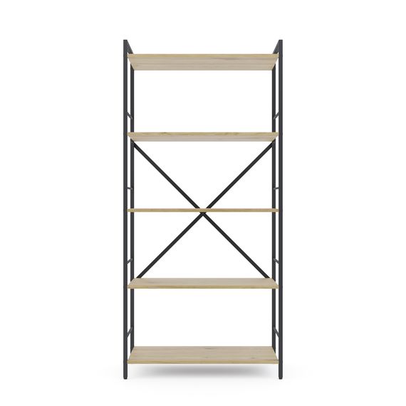 Стелаж для книг Антрацит-Дуб Артизан 1700х800х350мм Metkas Home 5 полиць ЛДСП, Колір: Антрацит | Дуб артизан
