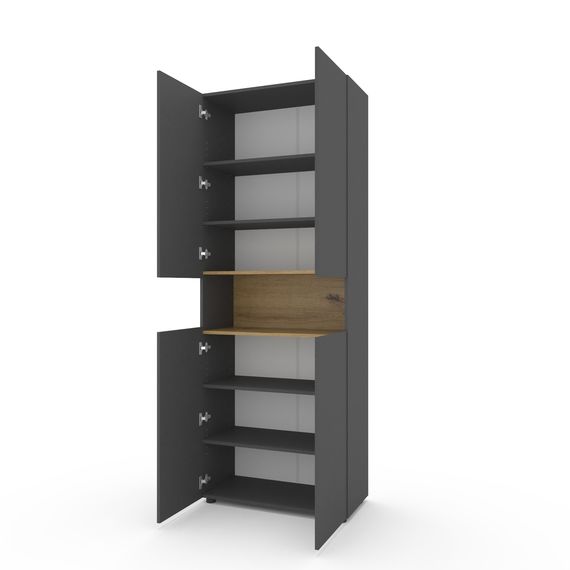 Пенал у вітальню Антрацит-Дуб Артизан 800×350×2130 мм Metkas Home B002 ЛДСП, Колір: Антрацит | Дуб артизан, зображення 2