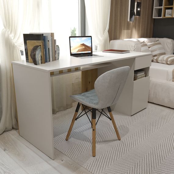 Стіл з полицями Антрацит-Білий сніг 1600х600х760 мм Metkas Home В031R ЛДСП, Колір: Антрацит | Білий, зображення 4