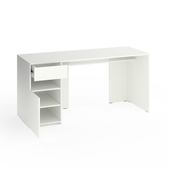 Письмовий стіл з полицями Білий сніг 1600х600х760 мм Metkas Home В031L ЛДСП, Колір: Білий, зображення 2