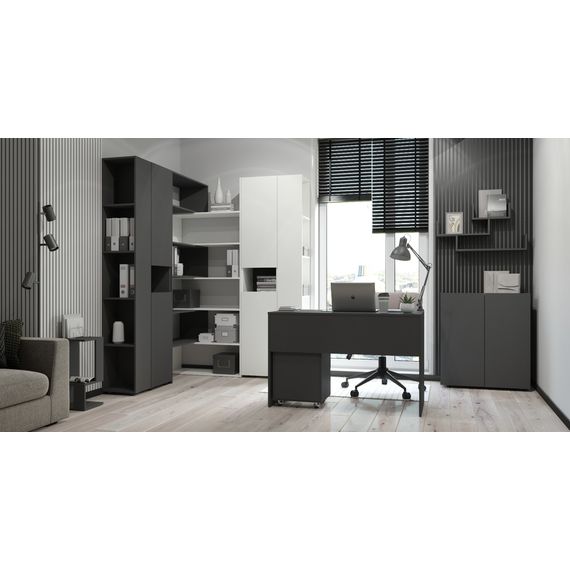 Пенал на кухню Антрацит-Білий сніг 400×350×2130 мм Metkas Home B003U ЛДСП, Колір: Антрацит | Білий, зображення 5