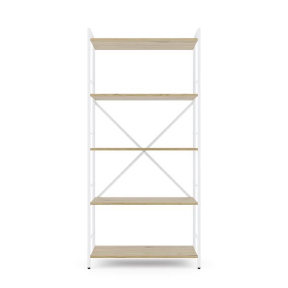 Стелаж металевий Білий-Дуб Артизан 1700х800х350мм Metkas Home 5 полиць ЛДСП, Колір: Білий | Дуб артизан