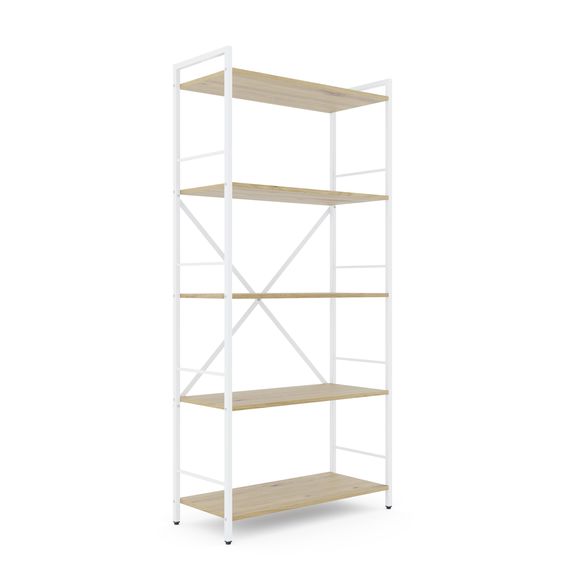 Стелаж металевий Білий-Дуб Артизан 1700х800х350мм Metkas Home 5 полиць ЛДСП, Колір: Білий | Дуб артизан, зображення 2