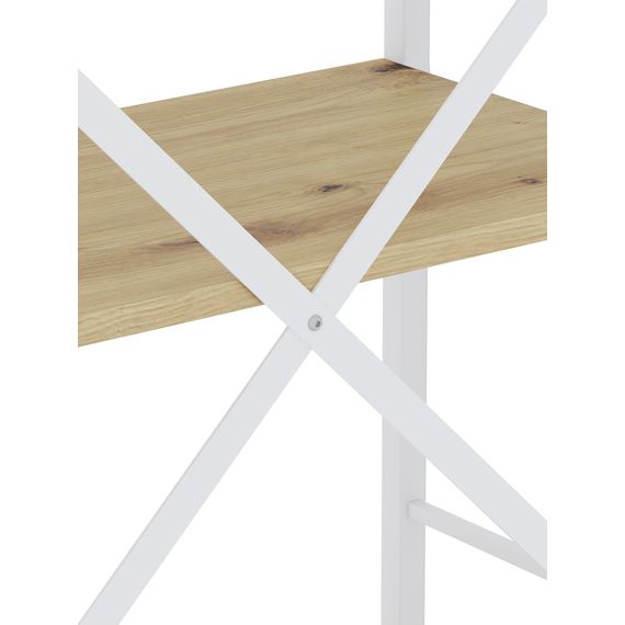 Стелаж металевий Білий-Дуб Артизан 1700х800х350мм Metkas Home 5 полиць ЛДСП, Колір: Білий | Дуб артизан, зображення 5