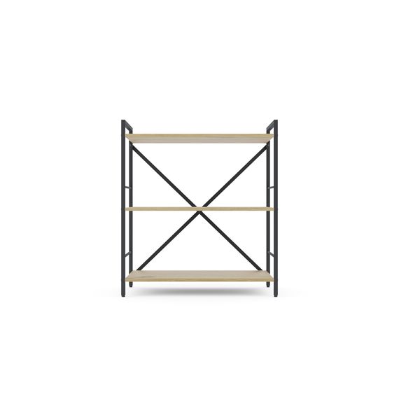Стелаж металевий Антрацит-Дуб Артизан 900х800х400 мм Metkas Home 3 полиці ЛДСП, Колір: Антрацит | Дуб артизан