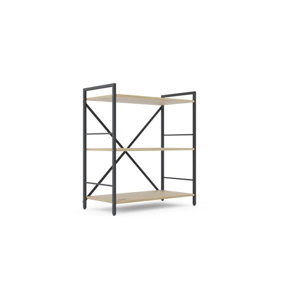 Стелаж металевий Антрацит-Дуб Артизан 900х800х400 мм Metkas Home 3 полиці ЛДСП, Колір: Антрацит | Дуб артизан, зображення 2