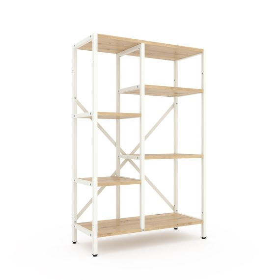 Стелаж для книг Білий - Дуб Артизан "Лофт Cascade" 1090х700х300мм Metkas Home 5 полиць ЛДСП