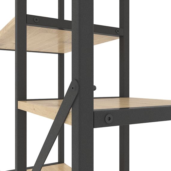 Стелаж в кімнату Антрацит-Дуб Артизан "Лофт Cascade" 1090х700х300мм Metkas Home 5 полиць ЛДСП, зображення 4