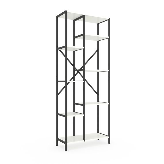 Стелаж для дому Антрацит - Білий сніг "Лофт Cascade" 1780х700х300мм Metkas Home 7 полиць ЛДСП