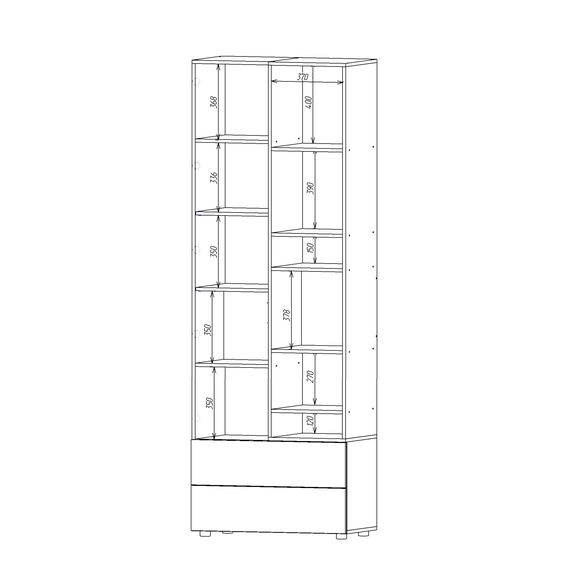 Шафа в кабінет Білий сніг-Дуб Артизан 800х420х2300 Metkas Home A001R ЛДСП, зображення 6