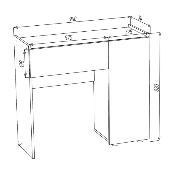 Трюмо в гардеробну Білий сніг-Антрацит 900х350х820 мм Metkas Home B029L ЛДСП, Колір: Білий | Антрацит, зображення 5