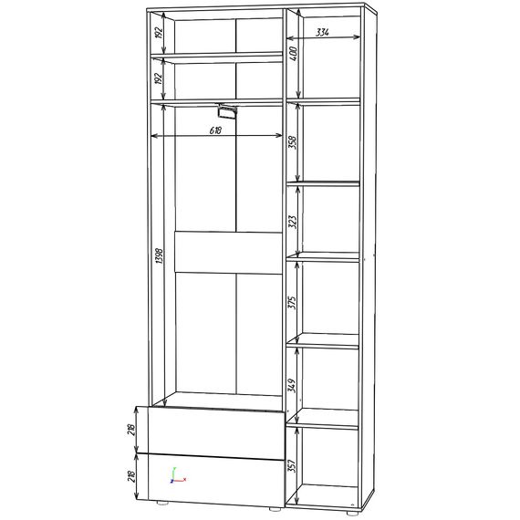 Шафа в передпокій Кашемір 1000х420х2300  Metkas Home A013L ЛДСП, зображення 5