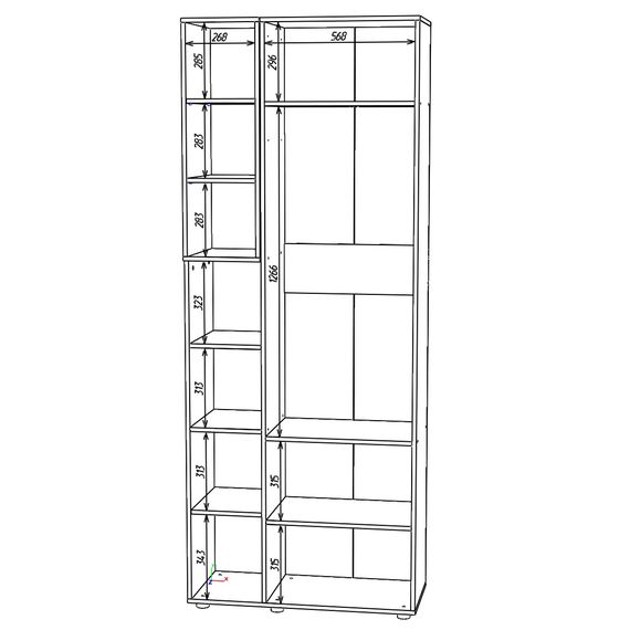 Шафа для книг Білий сніг-Кашемір 900х420х2300 Metkas Home A003L ЛДСП, зображення 5