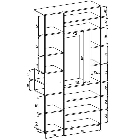 Шафа розпашна Білий сніг-Антрацит 1200х420х2300 Metkas Home A015L ЛДСП, зображення 5