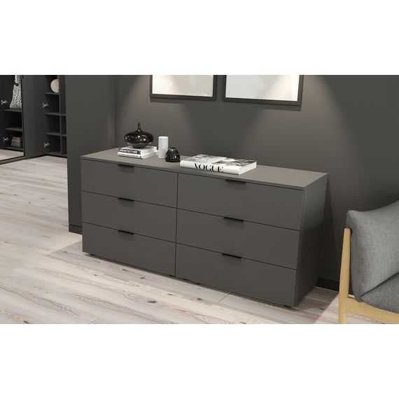 Комод на 6 ящиків Білий сніг 1500×420×710 мм  Metkas Home A025 ЛДСП, Колір: Білий, зображення 3