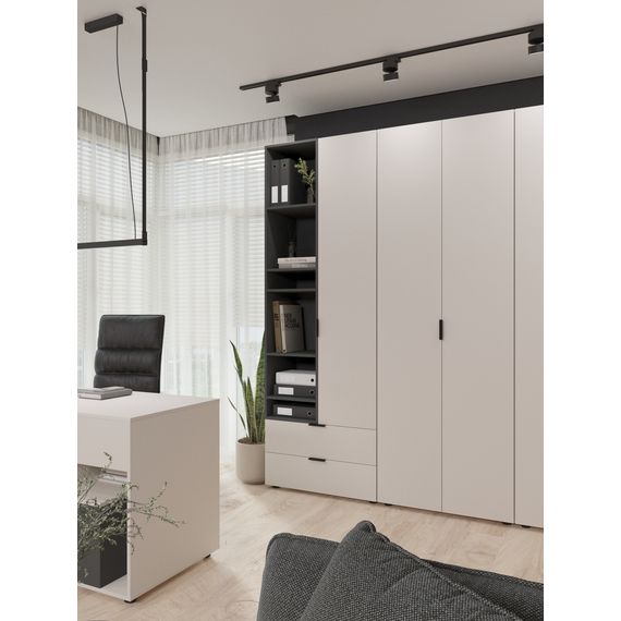 Шафа у спальню Білий сніг-Дуб Артизан 800х420х2300 Metkas Home A001L ЛДСП, зображення 4