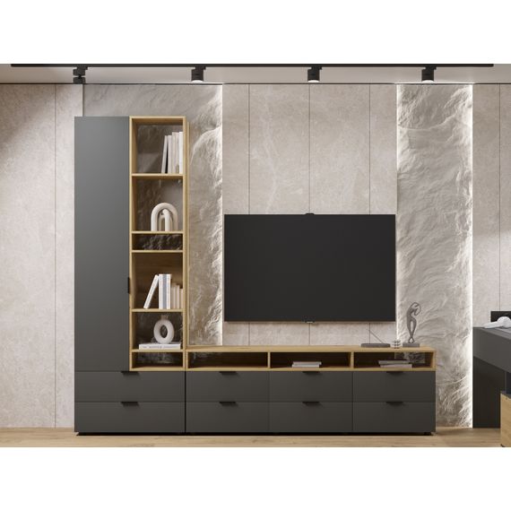 Шафа для одягу Антрацит-Білий сніг 800х420х2300 Metkas Home A001R ЛДСП, зображення 5