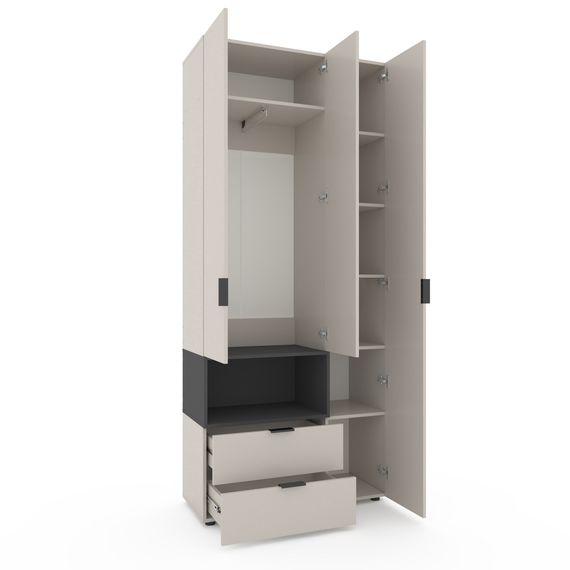 Шафа з полицями та шухлядами Кашемір-Антрацит 1000х420х2300 Metkas Home A002L ЛДСП, зображення 2