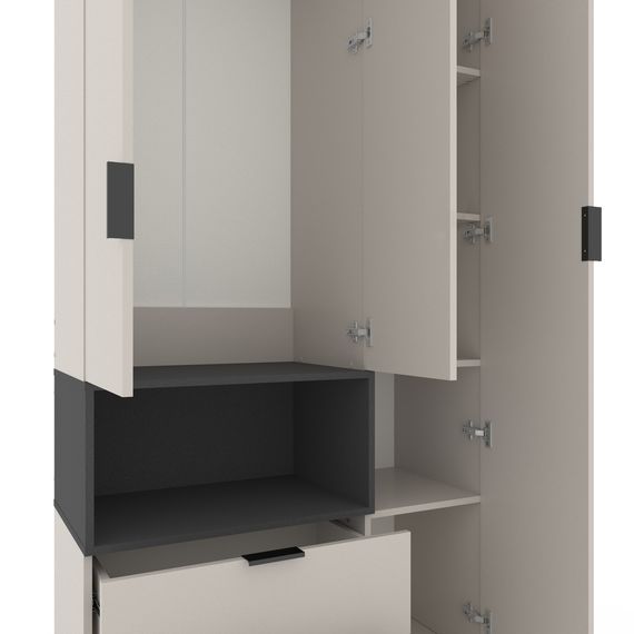 Шафа з полицями та шухлядами Кашемір-Антрацит 1000х420х2300 Metkas Home A002L ЛДСП, зображення 4