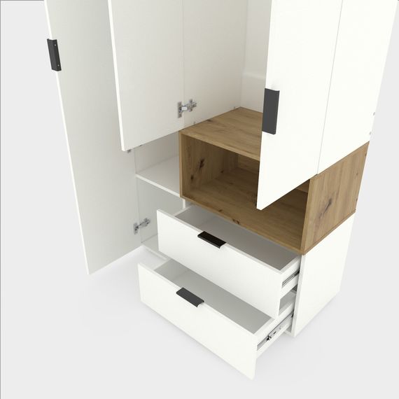 Шафа у вітальню Білий сніг-Дуб Артизан 1000х420х2300 Metkas Home A002R ЛДСП, зображення 3