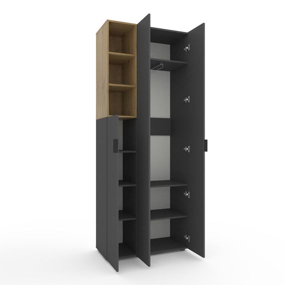 Шафа в передпокій Антрацит-Дуб Артизан 900х420х2300  Metkas Home A003L ЛДСП, зображення 2