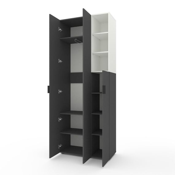 Шафа у вітальню Антрацит-Білий сніг 900х420х2300 Metkas Home A003R ЛДСП, зображення 2