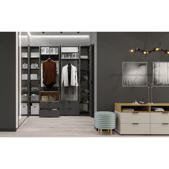 Шафа для одягу Антрацит 1000х420х2300 Metkas Home A013L ЛДСП, зображення 3