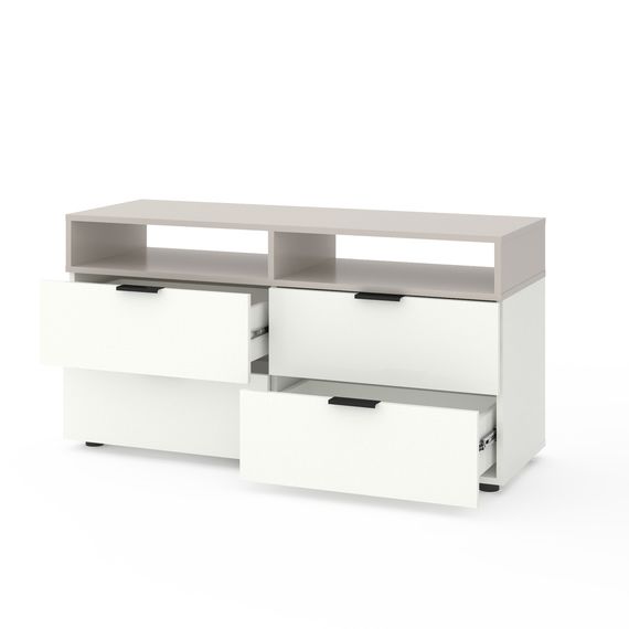 Тумба у спальню Білий сніг-Кашемір 1200×420×625 мм Metkas Home А020 ЛДСП, Колір: Білий | Кашемір, зображення 2