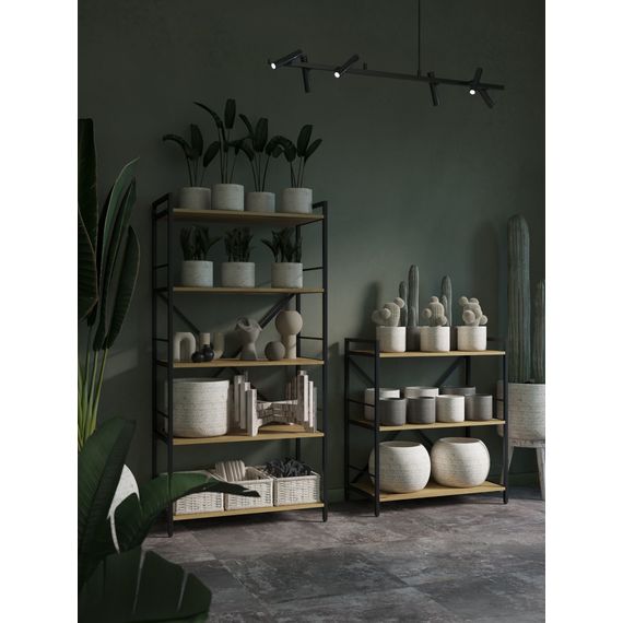 Стелаж металевий Антрацит-Дуб Артизан 900х800х400 мм Metkas Home 3 полиці ЛДСП, Колір: Антрацит | Дуб артизан, зображення 8