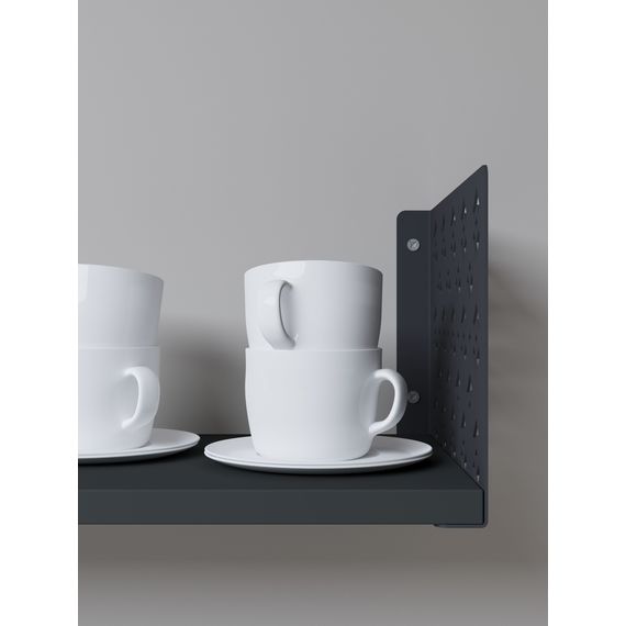 Полиця для чашок Антрацит 170×900×220 мм  Metkas Home ЛДСП та фарбований метал, Колір: Антрацит, зображення 3