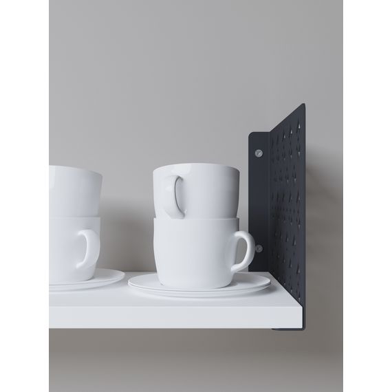 Полиця для книг Антрацит-Білий сніг 170×900×220 мм Metkas Home ЛДСП та фарбований метал, зображення 3