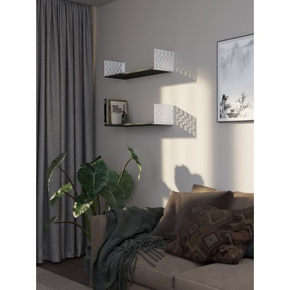 Книжкова полиця Білий сніг-Антрацит 170×700×220 мм Metkas Home ЛДСП та фарбований метал, Колір: Білий | Антрацит, зображення 2