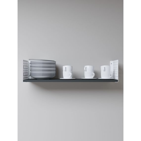 Книжна полиця Білий сніг-Антрацит 170×900×220 мм Metkas Home ЛДСП та фарбований метал, Колір: Білий | Антрацит, зображення 5