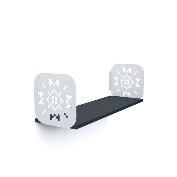 Полиця в дитячу кімнату Білий сніг-Антрацит 220×900×220 мм Metkas Home ЛДСП та фарбований метал, Колір: Білий | Антрацит